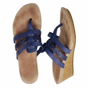 UGG Maddie Blue Braided Wedge Heel Sandals Size 7.5